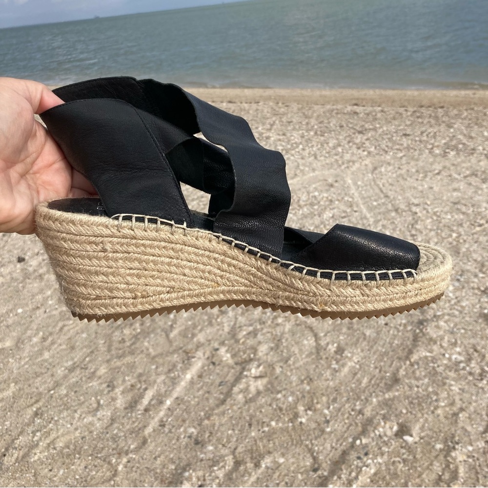 Eileen Fisher Willow Tumbled Leather Wedge Espadrille - Picture 3 of 8